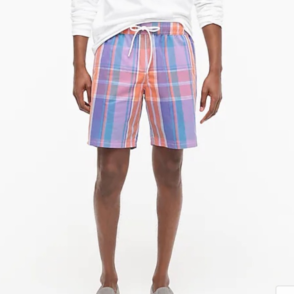 NWT J. Crew plaid swim trunks